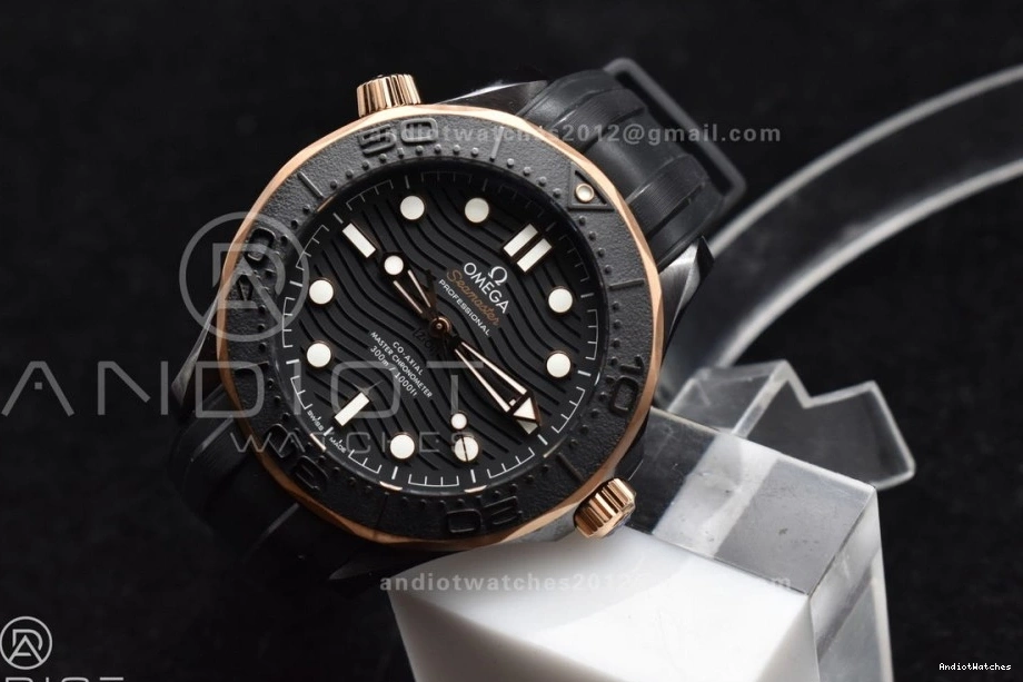 Black A Strap RG 300m Neat 1:1 Dial Seamaster Black VSF 1070 Ceramic Best on Bezel Black Edition 43.5mm Rubber 1112